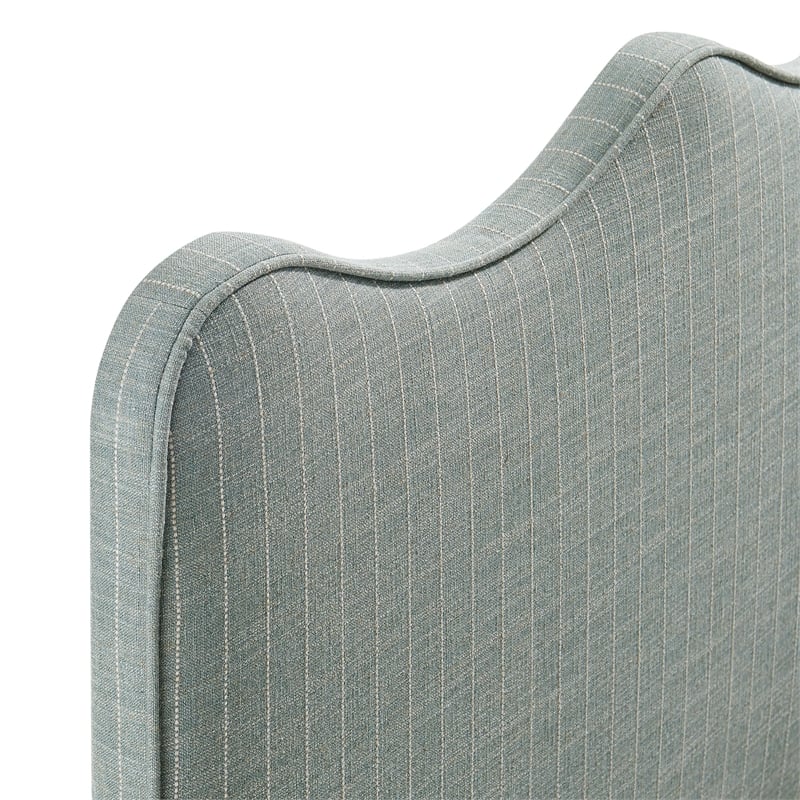 Athena Striped Fabric Upholstered Full Size Headboard in Spa Blue Stripe