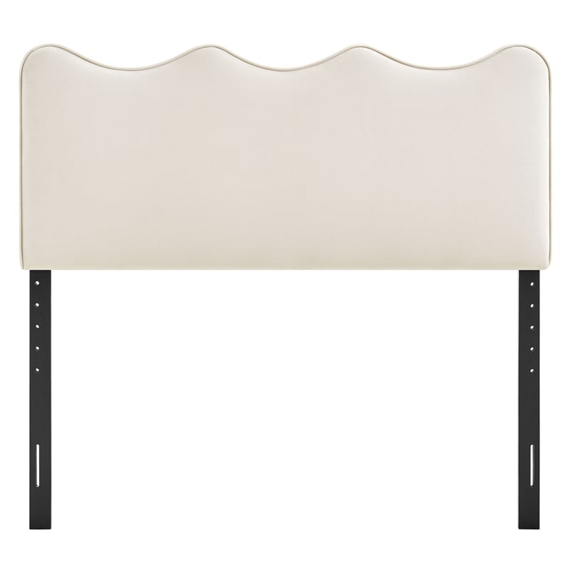Athena Stain-Resistant Performance Velvet Queen Size Headboard in Alabaster