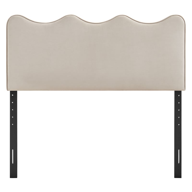 Athena Stain-Resistant Performance Velvet Queen Size Headboard in Almond