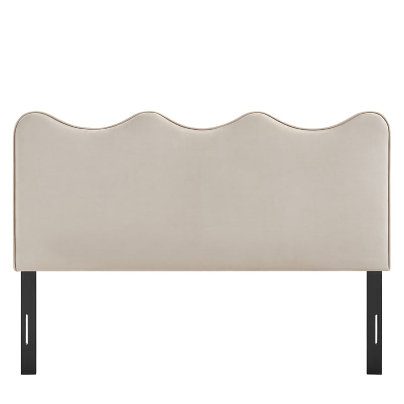 Athena Stain-Resistant Performance Velvet Queen Size Headboard in Almond