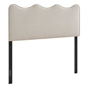 Athena Stain-Resistant Performance Velvet Queen Size Headboard in Almond