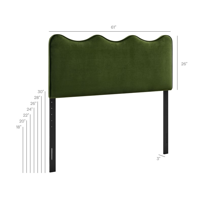 Athena Stain-Resistant Performance Velvet Queen Size Headboard in Moss Green