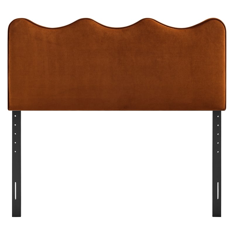 Athena Stain-Resistant Performance Velvet Queen Size Headboard in Rust