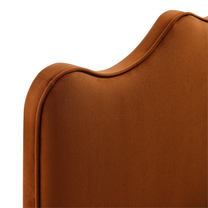 Athena Stain-Resistant Performance Velvet Queen Size Headboard in Rust