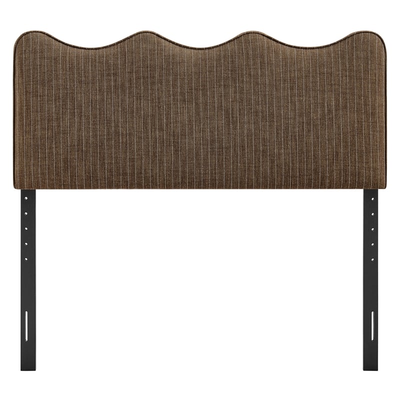 Athena Striped Fabric Upholstered Queen Size Headboard in Earth Stripe