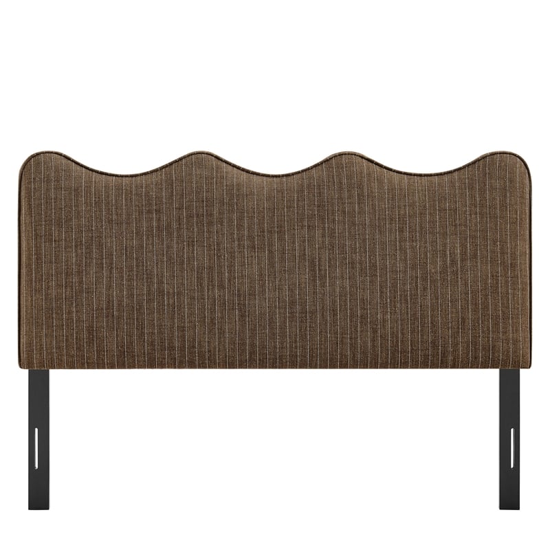 Athena Striped Fabric Upholstered Queen Size Headboard in Earth Stripe
