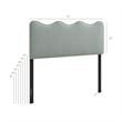 Athena Striped Fabric Upholstered Queen Size Headboard in Spa Blue Stripe