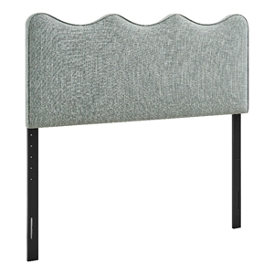 Athena Striped Fabric Upholstered Queen Size Headboard in Spa Blue Stripe