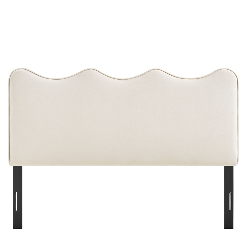 Athena Stain-Resistant Performance Velvet King Size Headboard in Alabaster