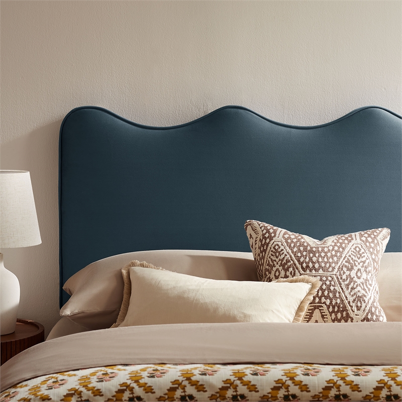 Athena Stain-Resistant Performance Velvet King Size Headboard in Cadet Blue