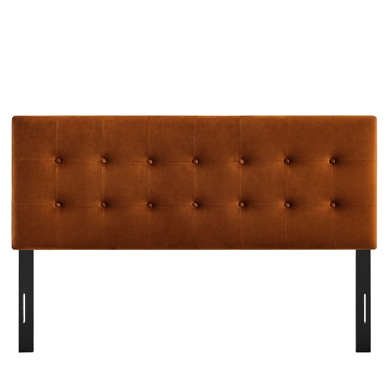 Emily Stain-Resistant Performance Velvet Full Size Headboard in Rust