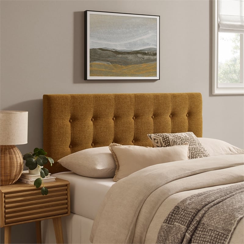 Emily Fabric Upholstered Full Size Headboard in Copper