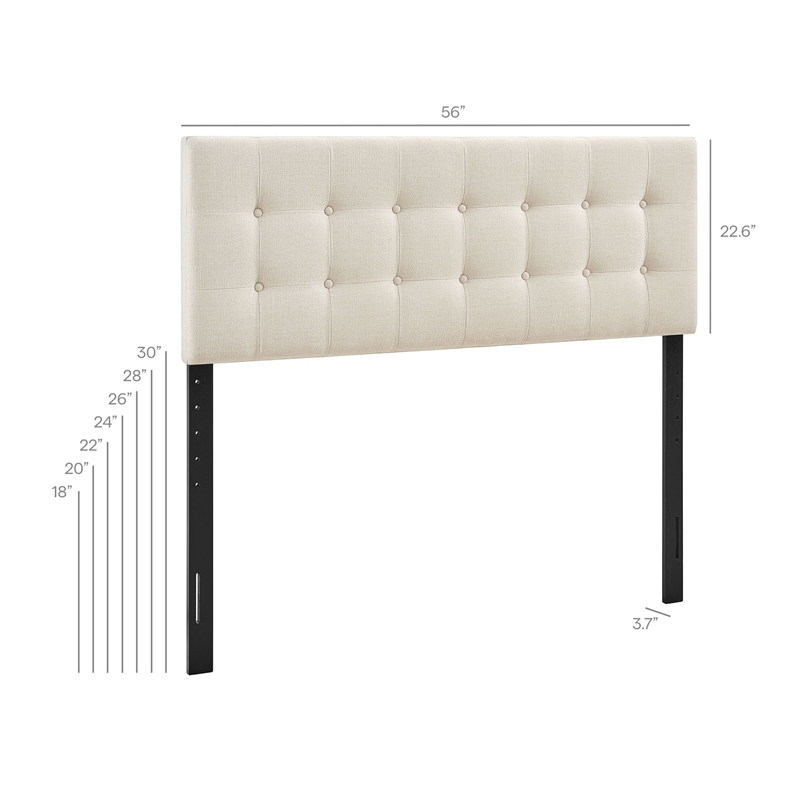 Emily Fabric Upholstered Full Size Headboard in Ecru
