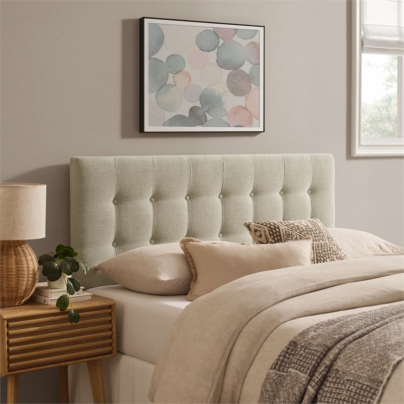 Emily Fabric Upholstered Full Size Headboard in Linen