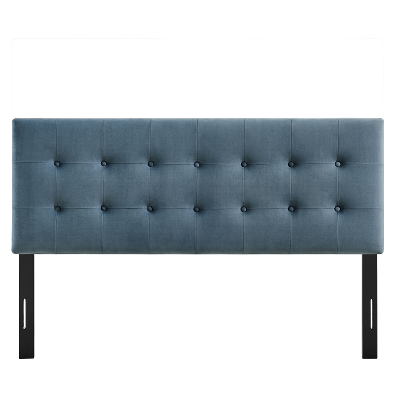 Emily Stain-Resistant Performance Velvet Queen Size Headboard in Cadet Blue