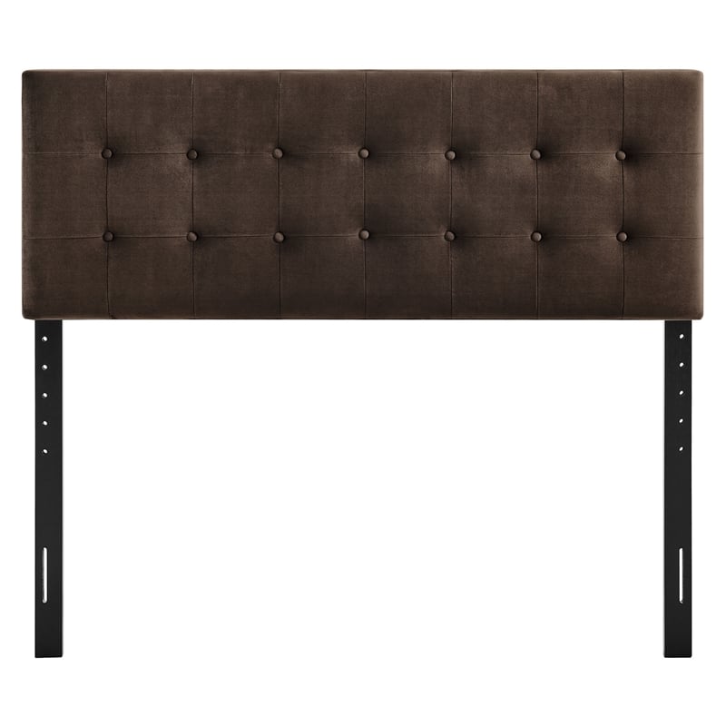 Emily Stain-Resistant Performance Velvet Queen Size Headboard in Chocolate Brown