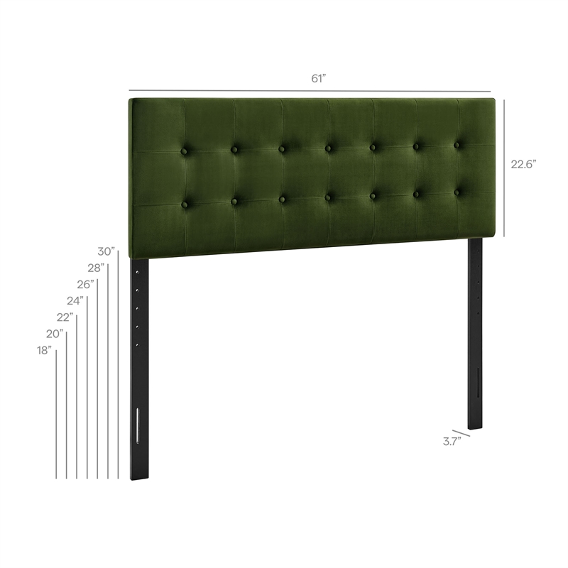 Emily Stain-Resistant Performance Velvet Queen Size Headboard in Moss Green