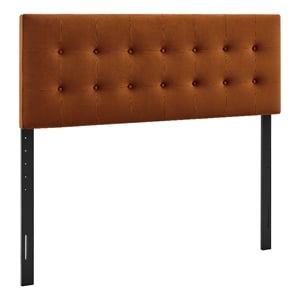 Emily Stain-Resistant Performance Velvet Queen Size Headboard in Rust