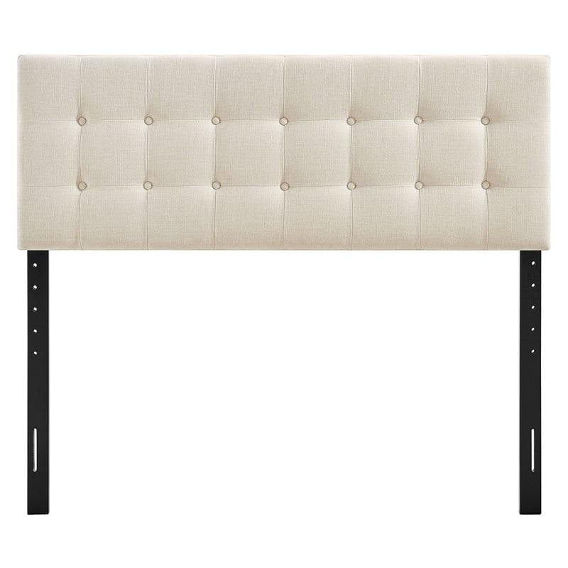 Emily Fabric Upholstered Queen Size Headboard in Ecru