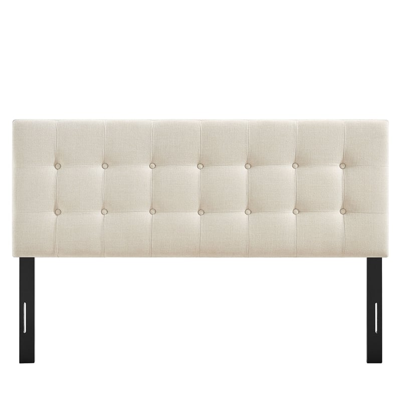 Emily Fabric Upholstered Queen Size Headboard in Ecru