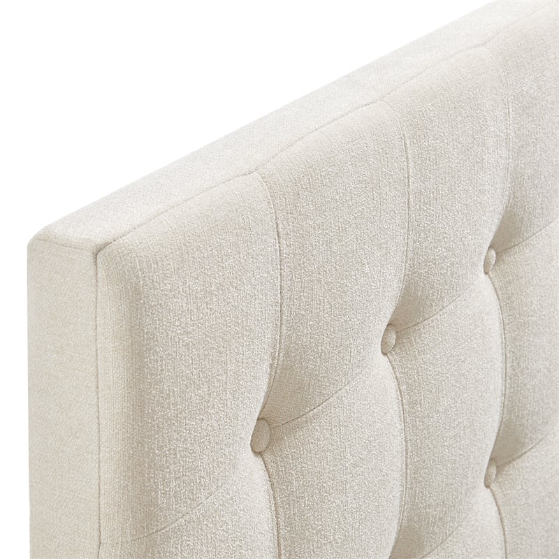 Emily Fabric Upholstered Queen Size Headboard in Ecru