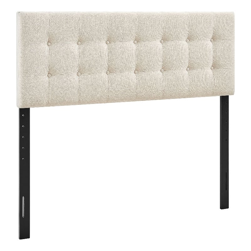 Emily Fabric Upholstered Queen Size Headboard in Ecru