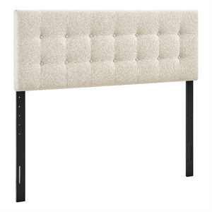 Emily Fabric Upholstered Queen Size Headboard in Ecru