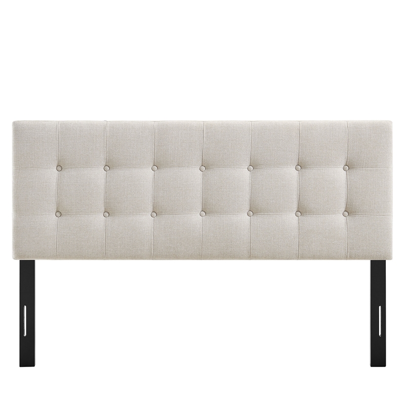 Emily Fabric Upholstered Queen Size Headboard in Linen