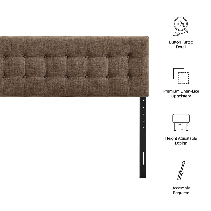 Emily Fabric Upholstered Queen Size Headboard in Mocha