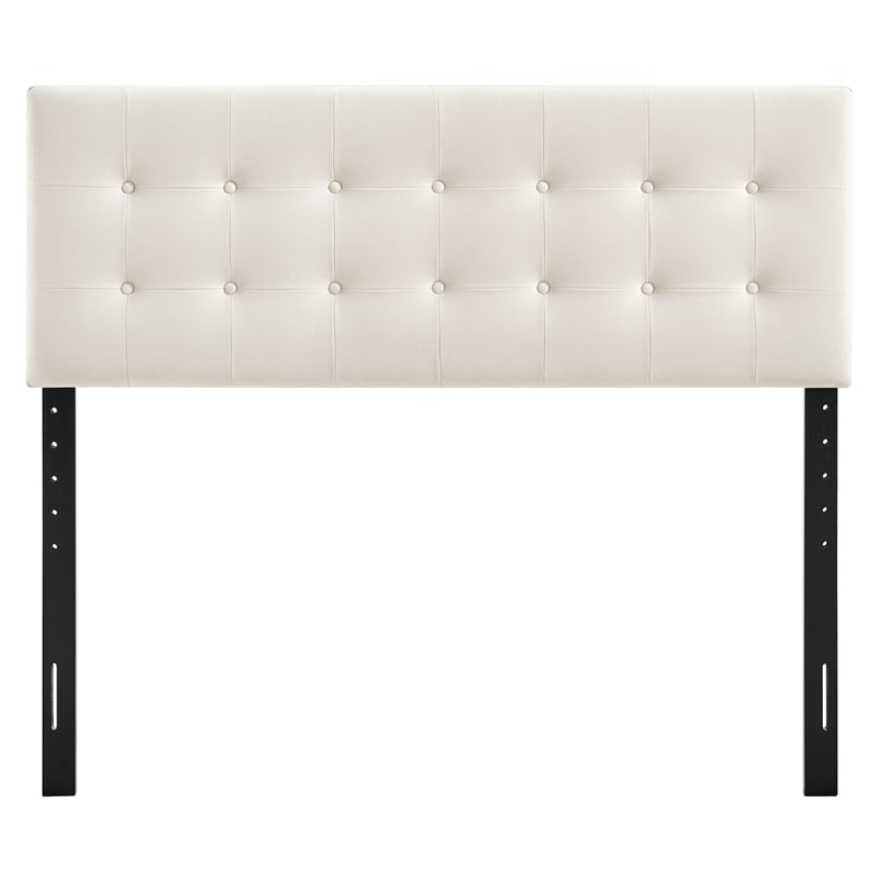 Emily Stain-Resistant Performance Velvet King Size Headboard in Alabaster