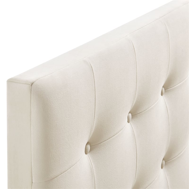 Emily Stain-Resistant Performance Velvet King Size Headboard in Alabaster