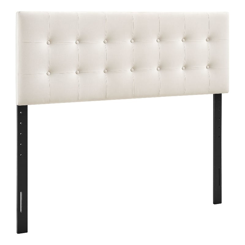 Emily Stain-Resistant Performance Velvet King Size Headboard in Alabaster