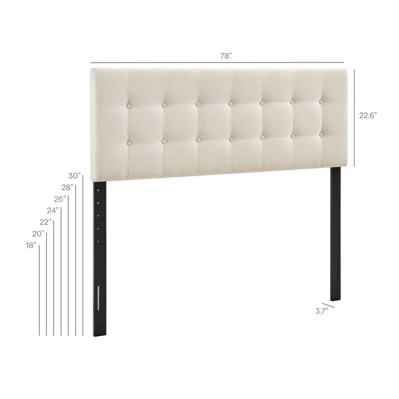 Emily Fabric Upholstered King Size Headboard in Ecru
