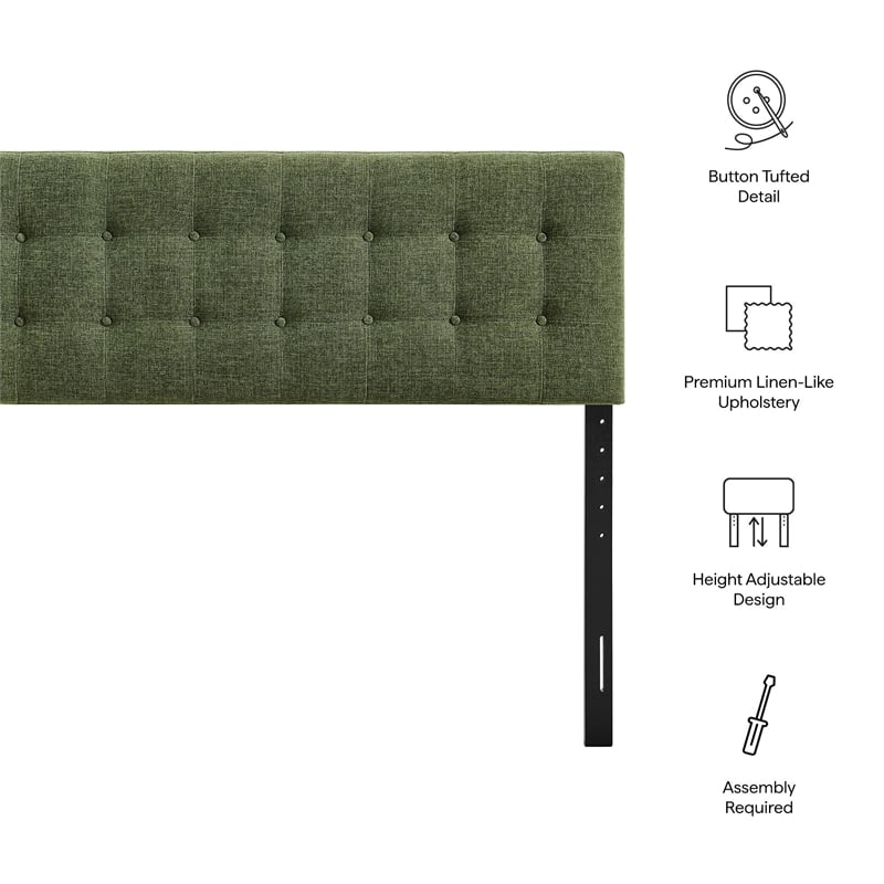 Emily Fabric Upholstered King Size Headboard in Foliage
