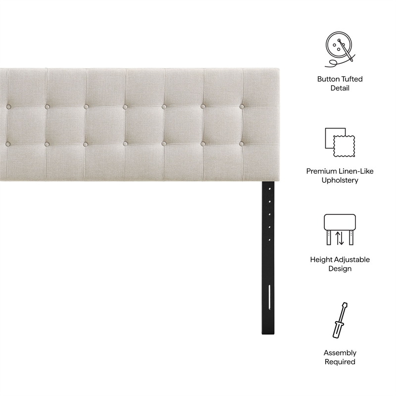 Emily Fabric Upholstered King Size Headboard in Linen
