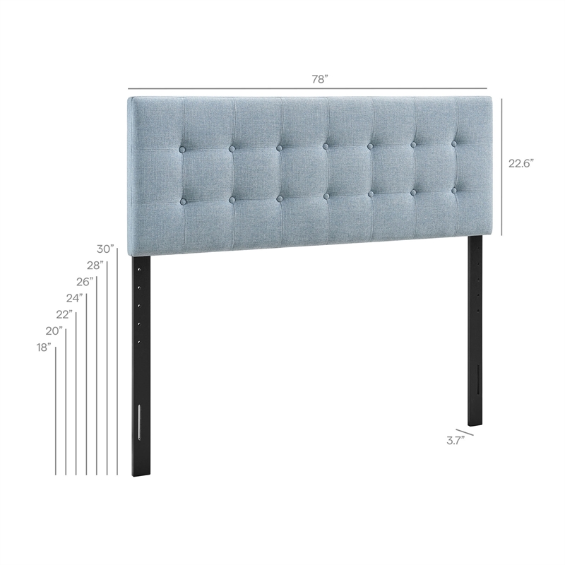 Emily Fabric Upholstered King Size Headboard in Sky Blue