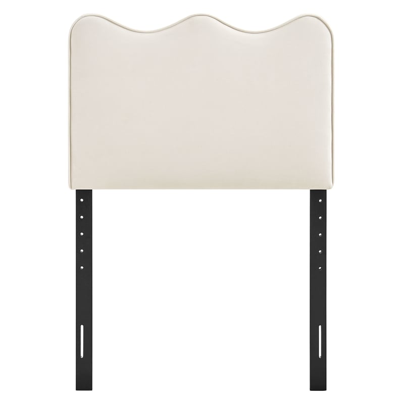 Athena Stain-Resistant Performance Velvet Twin Size Headboard in Alabaster