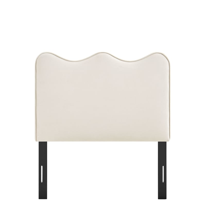 Athena Stain-Resistant Performance Velvet Twin Size Headboard in Alabaster