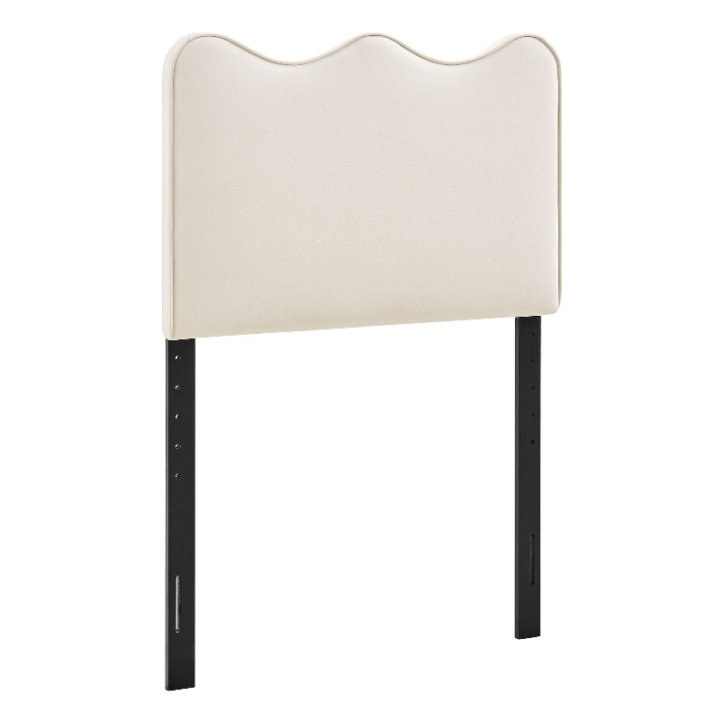 Athena Stain-Resistant Performance Velvet Twin Size Headboard in Alabaster