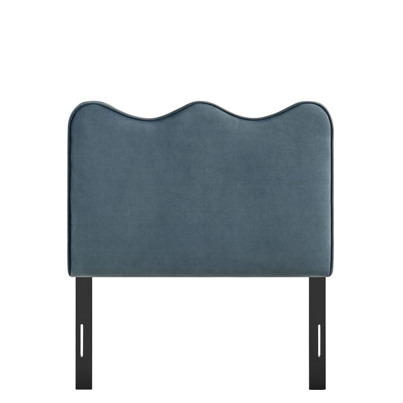 Athena Stain-Resistant Performance Velvet Twin Size Headboard in Cadet Blue