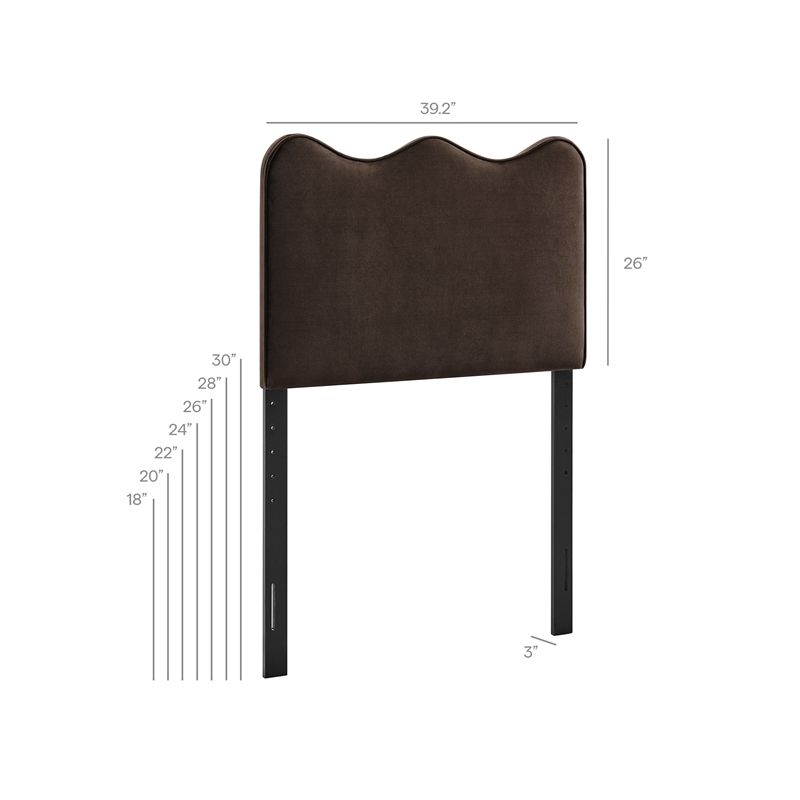 Athena Stain-Resistant Performance Velvet Twin Size Headboard in Chocolate Brown