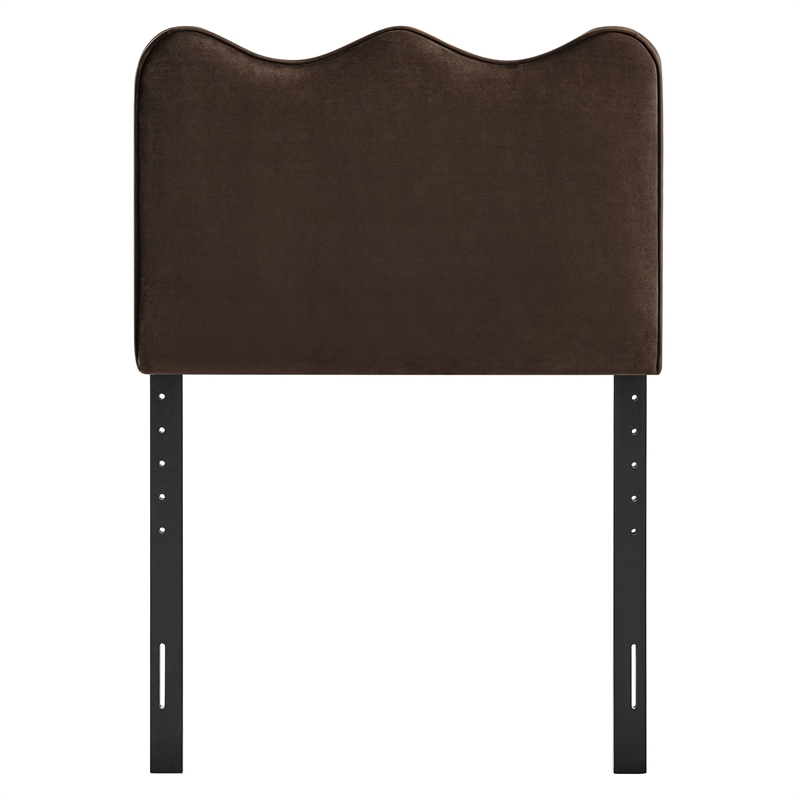 Athena Stain-Resistant Performance Velvet Twin Size Headboard in Chocolate Brown