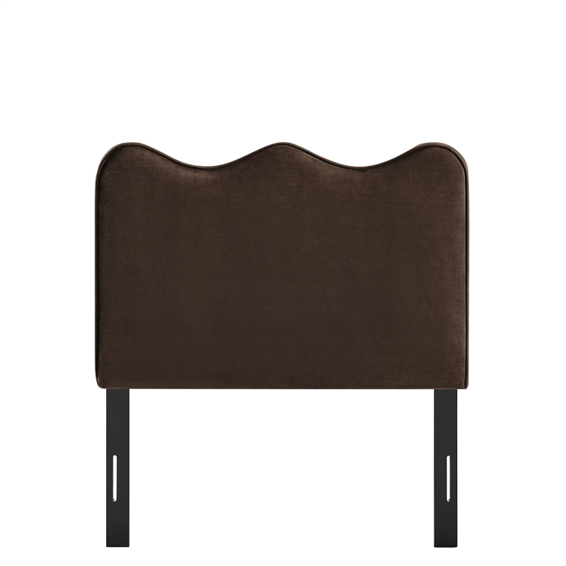 Athena Stain-Resistant Performance Velvet Twin Size Headboard in Chocolate Brown