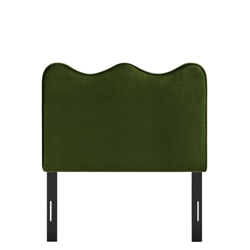 Athena Stain-Resistant Performance Velvet Twin Size Headboard in Moss Green