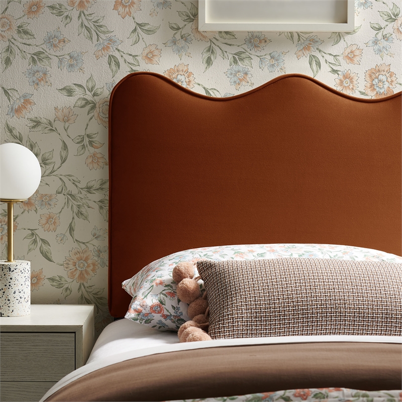 Athena Stain-Resistant Performance Velvet Twin Size Headboard in Rust
