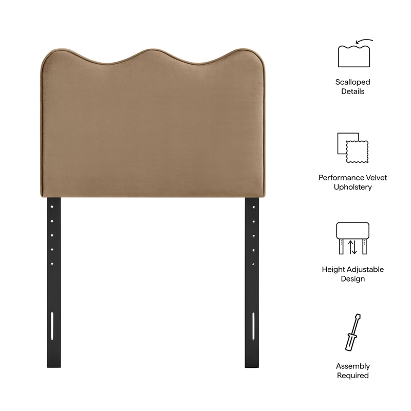 Athena Stain-Resistant Performance Velvet Twin Size Headboard in Taupe