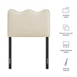 Athena Striped Fabric Upholstered Twin Size Headboard in Oatmeal Stripe