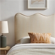 Athena Striped Fabric Upholstered Twin Size Headboard in Oatmeal Stripe