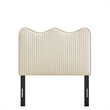 Athena Striped Fabric Upholstered Twin Size Headboard in Oatmeal Stripe