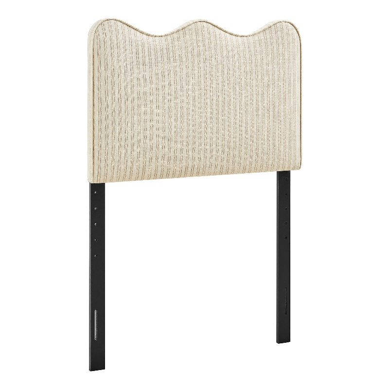 Athena Striped Fabric Upholstered Twin Size Headboard in Oatmeal Stripe